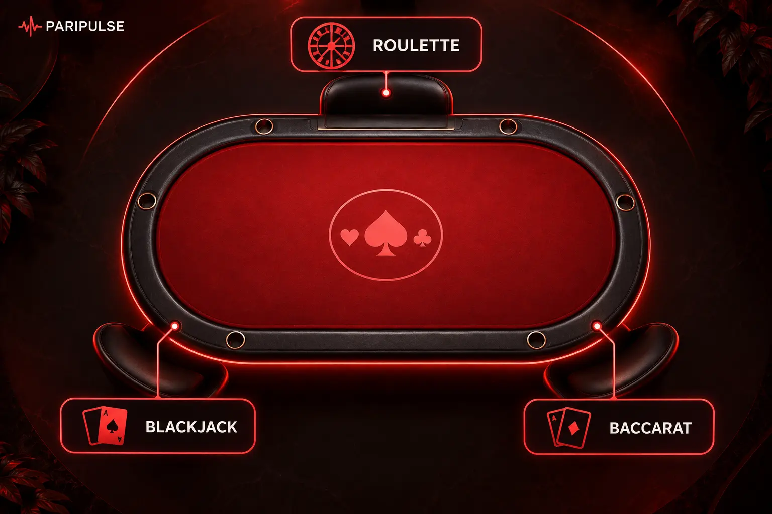 Paripulse Live Casino table games: roulette, blackjack, baccarat