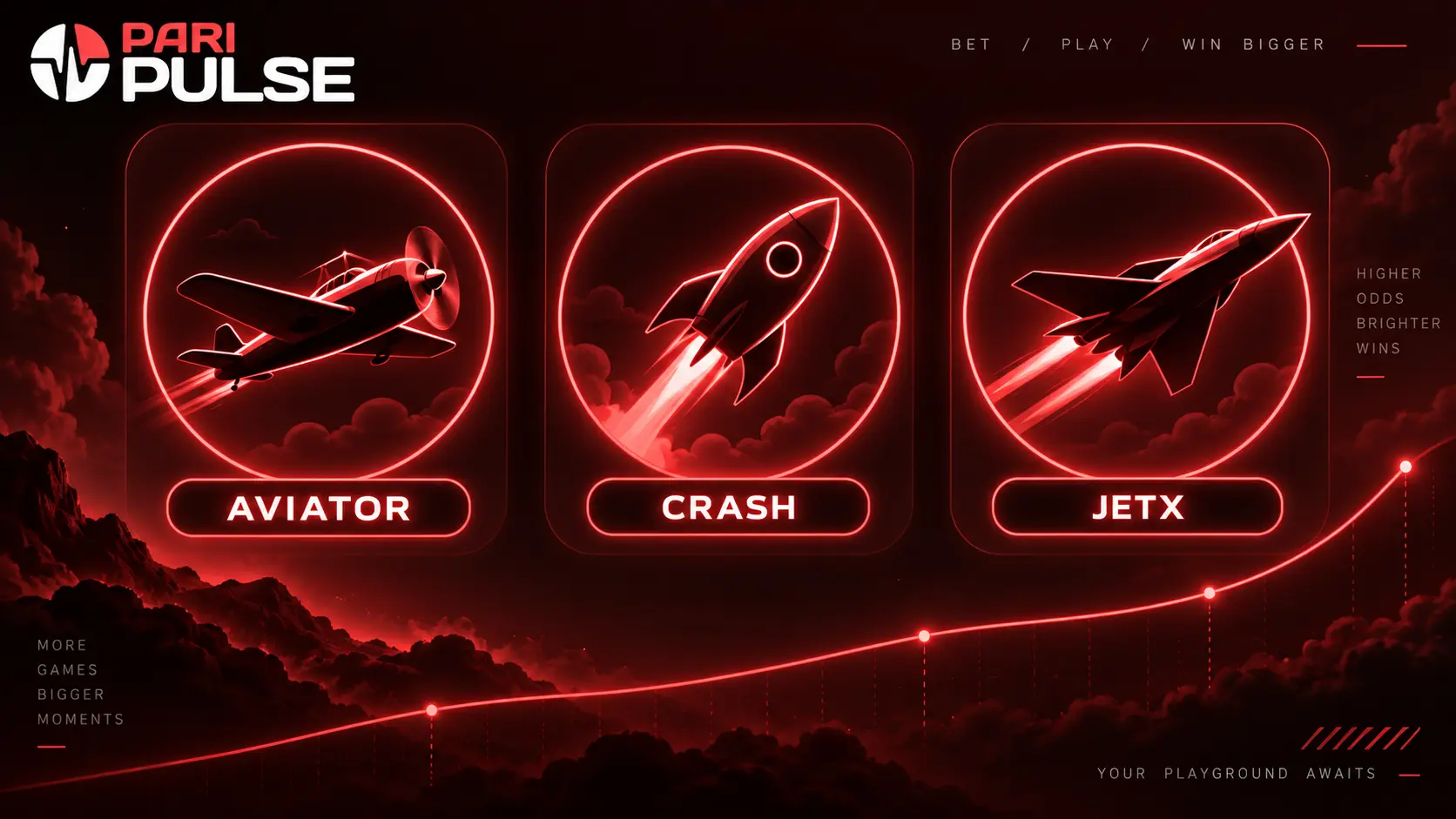 Paripulse crash game titles: Aviator, Crash, JetX